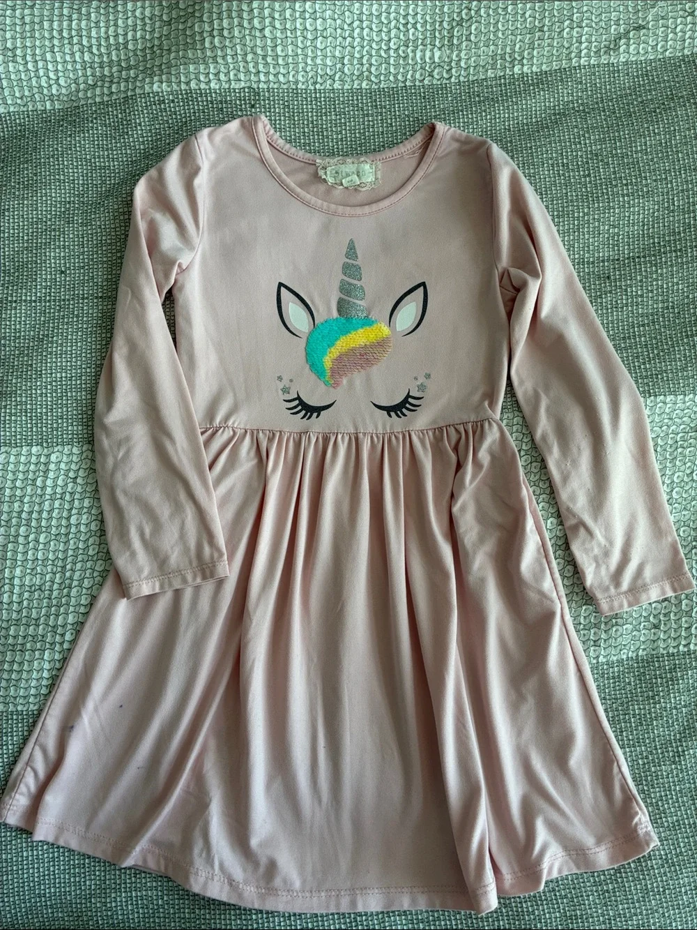 btween Light Pink Unicorn Dress with Multicolor Sequin Mane